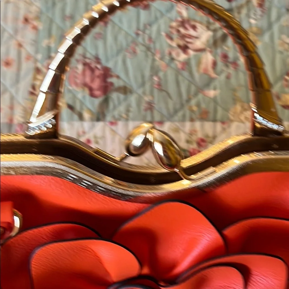 Elegant Orange Floral Women's Bag - Picture 3 of 10